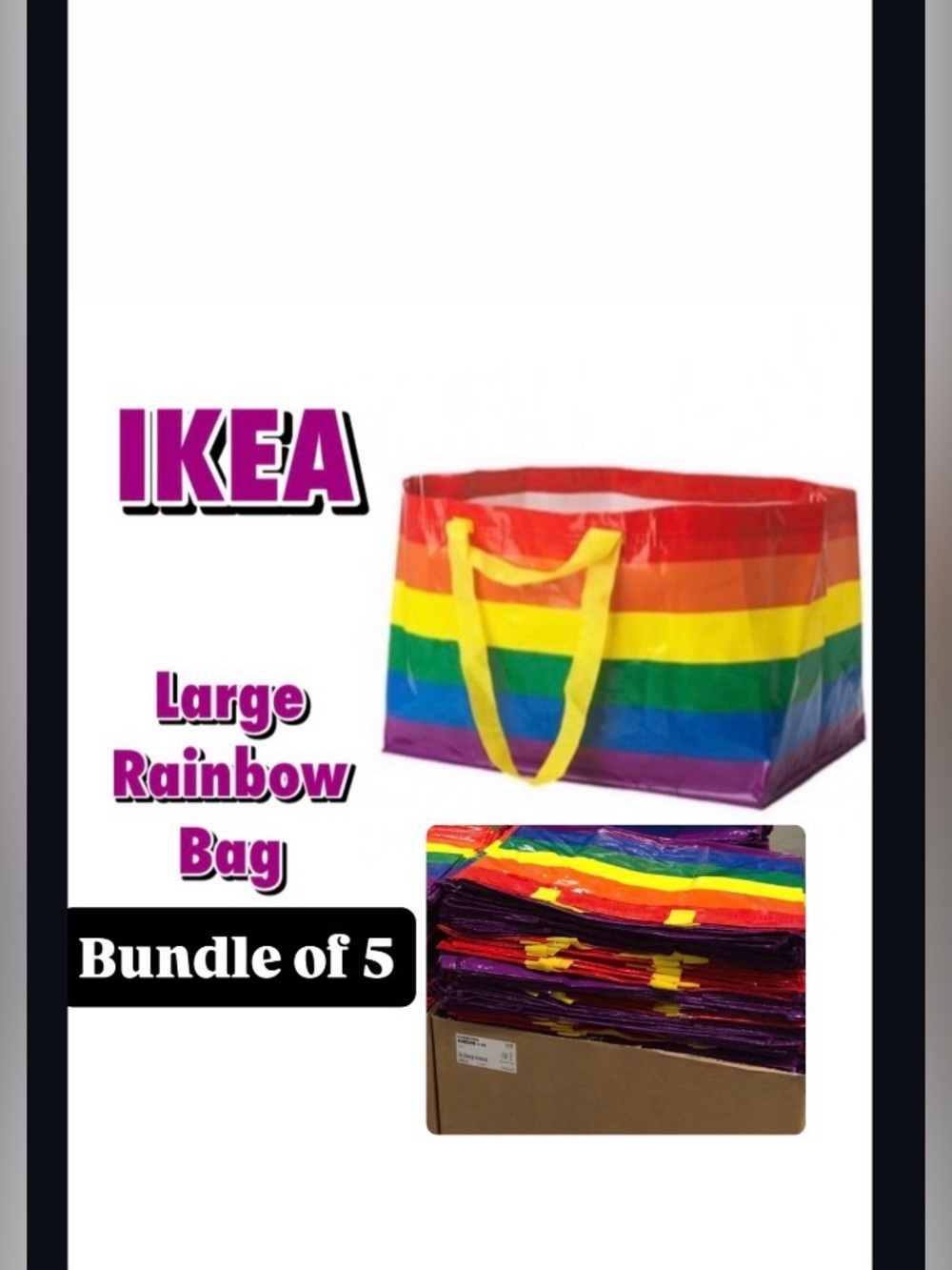 5 x IKEA STORSTOMMA
Shopping bag, large, multicolor, bundle, new